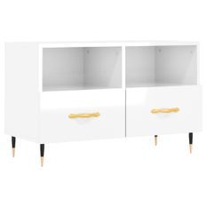 Meuble TV Blanc brillant 80x36x50 cm Bois d'ingénierie