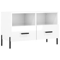 Meuble TV Blanc brillant 80x36x50 cm Bois d'ingénierie