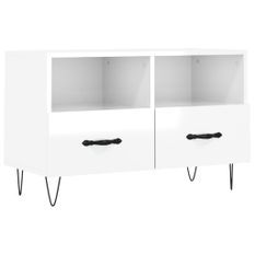 Meuble TV Blanc brillant 80x36x50 cm Bois d'ingénierie