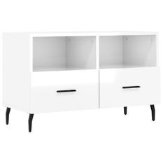 Meuble TV Blanc brillant 80x36x50 cm Bois d'ingénierie