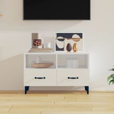 Meuble TV Blanc brillant 80x36x50 cm Bois d'ingénierie