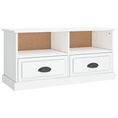 Meuble TV blanc brillant 93x35,5x45 cm bois d'ingénierie