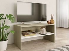 Meuble TV bois chêne clair et blanc Thela 80cm