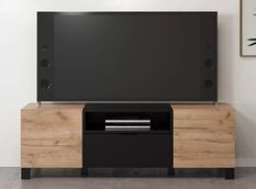 Meuble TV bois de chêne 2 portes 1 tiroir Paula L 144 cm