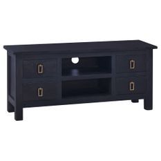 Meuble TV Café noir clair 100x30x45 cm Bois d'acajou massif 2