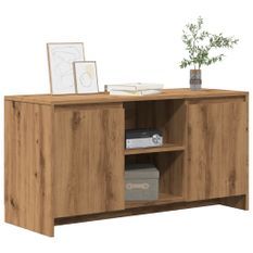 Meuble TV chêne artisanal 102x37,5x52,5 cm bois d'ingénierie