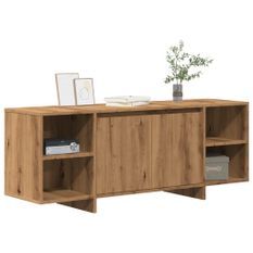 Meuble TV chêne artisanal 130x35x50 cm bois d'ingénierie