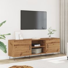 Meuble TV chêne artisanal 150x30x50 cm bois d'ingénierie