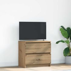 Meuble TV chêne artisanal 60x35x54 cm bois d'ingénierie