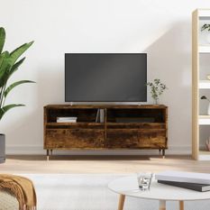 Meuble TV chêne fumé 100x34,5x44,5 cm bois d'ingénierie