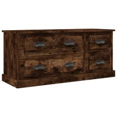 Meuble TV chêne fumé 100x35,5x45 cm bois d'ingénierie