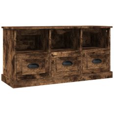 Meuble TV chêne fumé 100x35x50 cm bois d'ingénierie