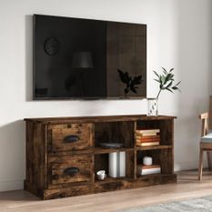 Meuble TV chêne fumé 102x35,5x47,5 cm bois d'ingénierie