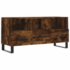 Meuble TV chêne fumé 102x36x50 cm bois d'ingénierie