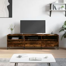 Meuble TV chêne fumé 150x30x44,5 cm bois d'ingénierie