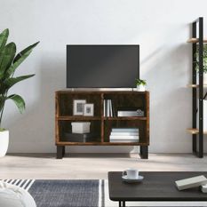 Meuble TV chêne fumé 69,5x30x50 cm bois d'ingénierie