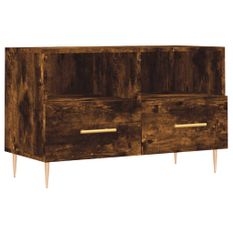 Meuble TV Chêne fumé 80x36x50 cm Bois d'ingénierie