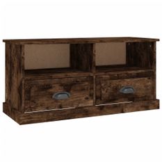 Meuble TV chêne fumé 93x35,5x45 cm bois d'ingénierie