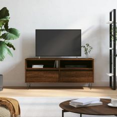 Meuble TV chêne marron 100x34,5x44,5 cm bois d'ingénierie