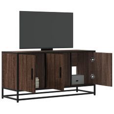 Meuble TV chêne marron 100x35x50 cm bois d'ingénierie et métal