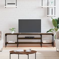 Meuble TV chêne marron 161x35x45 cm bois d'ingénierie et fer