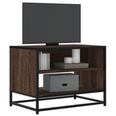 Meuble TV chêne marron 61x40x46 cm bois d'ingénierie et métal