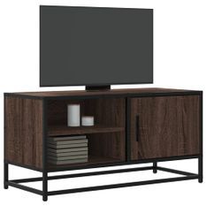Meuble TV chêne marron 80x34,5x40 cm bois d'ingénierie et métal