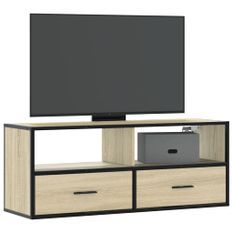 Meuble TV chêne sonoma 100x31x39,5cm bois d'ingénierie et métal