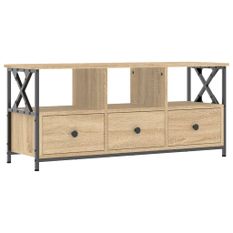 Meuble TV chêne sonoma 102x33x45 cm bois d'ingénierie et fer