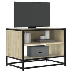 Meuble TV chêne sonoma 61x40x46 cm bois d'ingénierie et métal