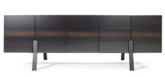Meuble TV design en bois massif vernis mat marron Faker 185 cm