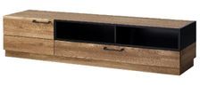Meuble TV en bois de chêne miel et acier noir Mazora 170 cm