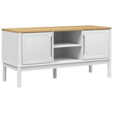 Meuble TV FLORO blanc 114x43x55 cm bois massif de pin