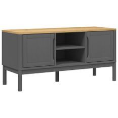 Meuble TV FLORO gris 114x43x55 cm bois massif de pin