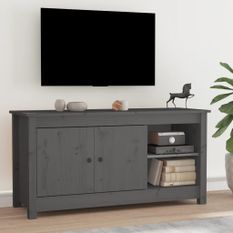 Meuble TV Gris 103x36,5x52 cm Bois de pin massif