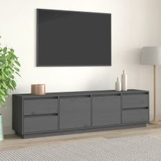 Meuble TV Gris 176x37x47,5 cm Bois de pin massif