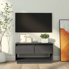 Meuble TV Gris 74x34x40 cm Bois de pin massif