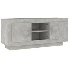 Meuble TV gris béton 102x35x45 cm bois d'ingénierie