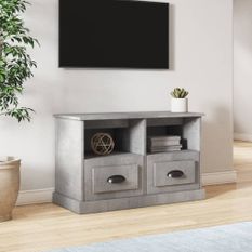 Meuble TV gris béton 80x35x50 cm bois d'ingénierie