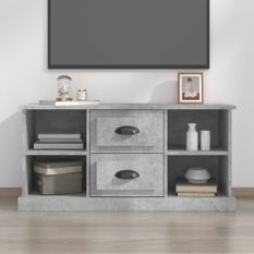 Meuble TV gris béton 99,5x35,5x48 cm bois d'ingénierie