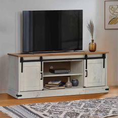 Meuble TV HALDEN 2 portes coulissantes blanc 150x40x60 cm