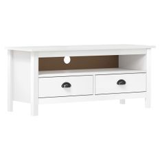 Meuble TV Hill Range Blanc 110x40x47cm Bois de pin solide