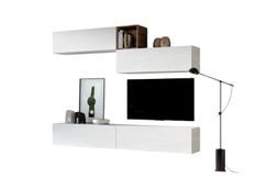 Meuble TV mural blanc koza L 268 cm - 4 pièces