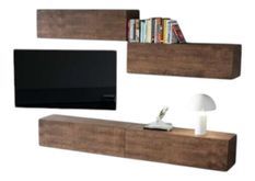 Meuble TV mural bois noyer koza L 268 cm - 4 pièces