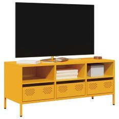 Meuble TV jaune moutarde 101,5x39x43,5 cm acier laminé à froid