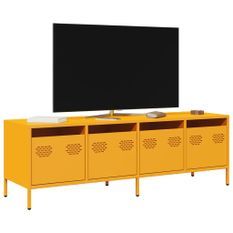 Meuble TV jaune moutarde 135x39x43,5 cm acier laminé à froid