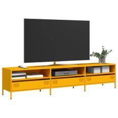 Meuble TV jaune moutarde 202x39x43,5 cm acier laminé à froid