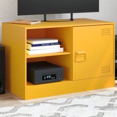 Meuble TV jaune moutarde 67x39x44 cm acier