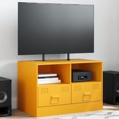 Meuble TV jaune moutarde 67x39x44 cm acier