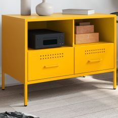 Meuble TV jaune moutarde 68x39x50,5 cm acier laminé à froid